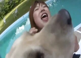 Stunning angel is enjoying filthy dog porn so much