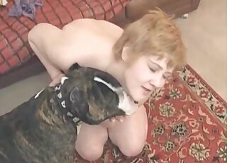 Pasty chicks taking turns with that dog penis here